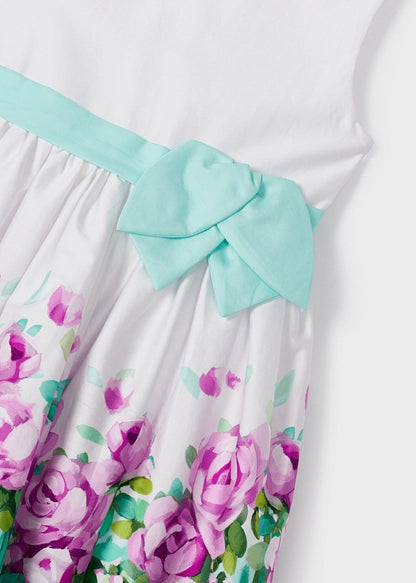 Vestido con motivo estampado de algodón para niña MAYORAL Ref. 23/3915/91  Agua