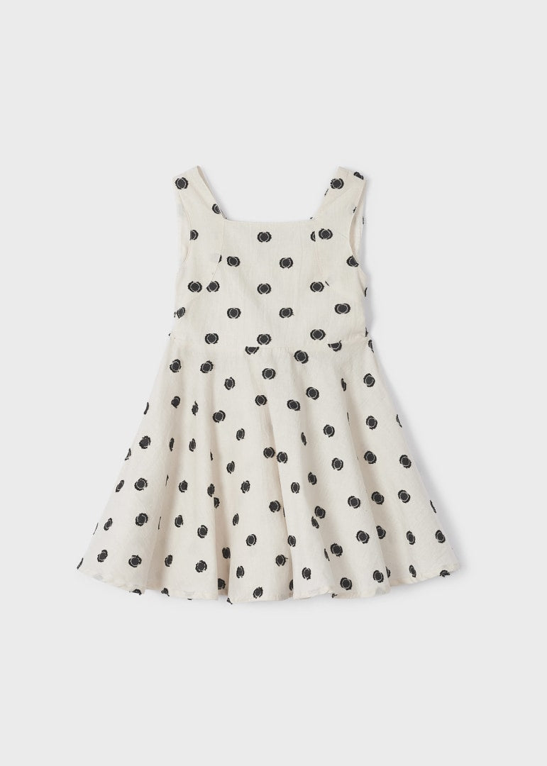 Vestido con motivos bordados de algodón para niña Art. 23-03925-054 Garbanzo