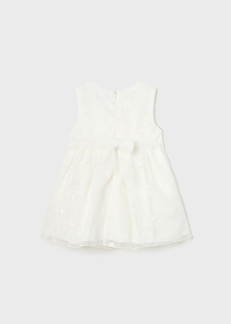 Vestido de organza bordada para bebé Art. 23-01948 Blanco