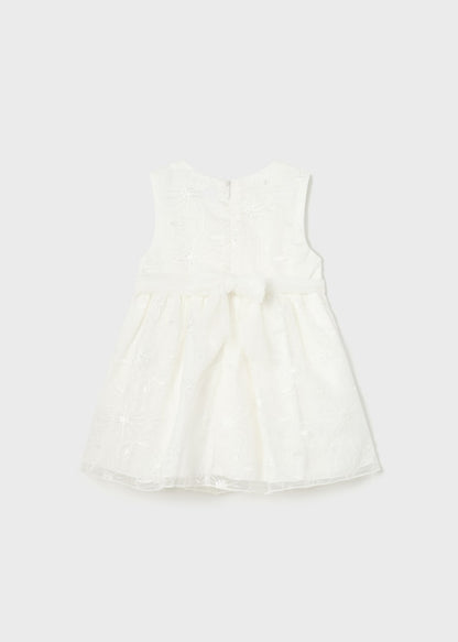 Vestido de organza bordada para bebé Art. 23-01948 Blanco