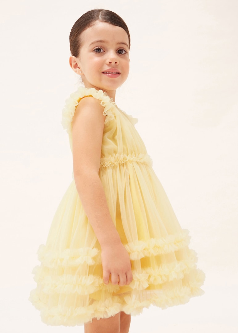 Vestido de tul con motivos rizados para niña MAYORAL Ref. 23/3918/60 Mimosa