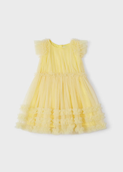 Vestido de tul con motivos rizados para niña MAYORAL Ref. 23/3918/60 Mimosa