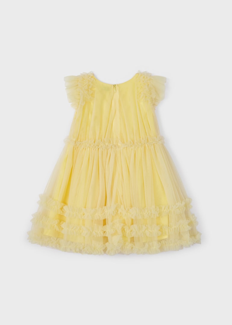 Vestido de tul con motivos rizados para niña MAYORAL Ref. 23/3918/60 Mimosa