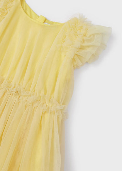 Vestido de tul con motivos rizados para niña MAYORAL Ref. 23/3918/60 Mimosa