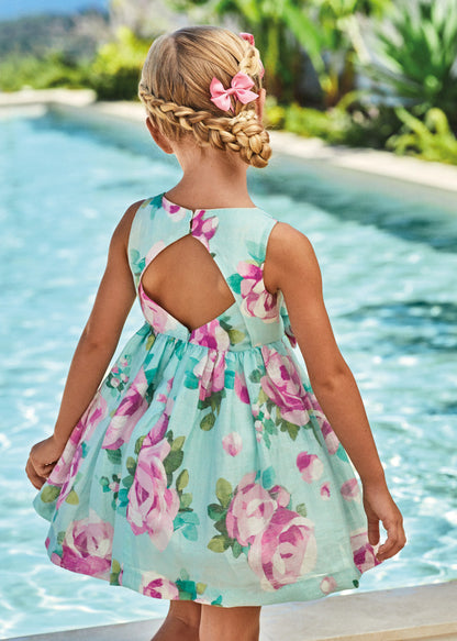 Vestido estampado con lino para niña MAYORAL Ref. 23/3913/91 Agua
