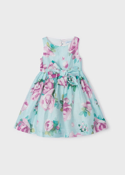 Vestido estampado con lino para niña MAYORAL Ref. 23/3913/91 Agua
