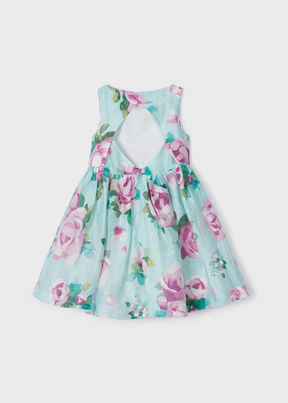 Vestido estampado con lino para niña MAYORAL Ref. 23/3913/91 Agua
