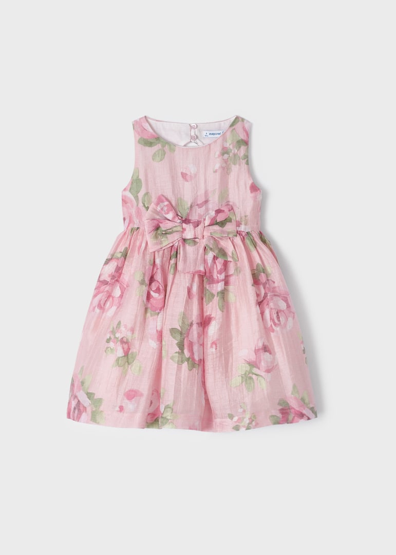 Vestido estampado con lino para niña MAYORAL Ref. 23/3913/92 Rosado
