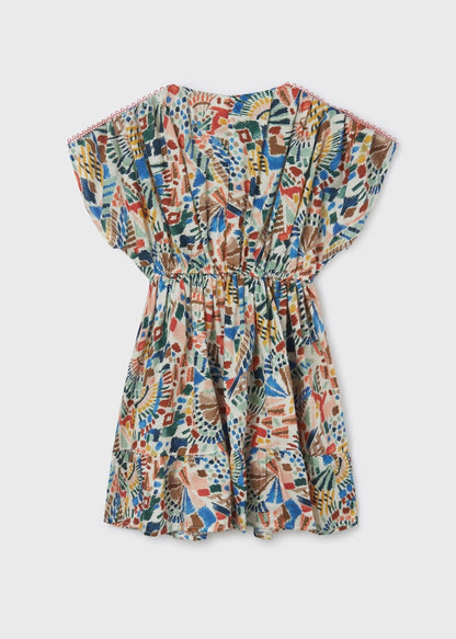 Vestido estampado de algodón para chica Ref. 23/6923/79 Blanco