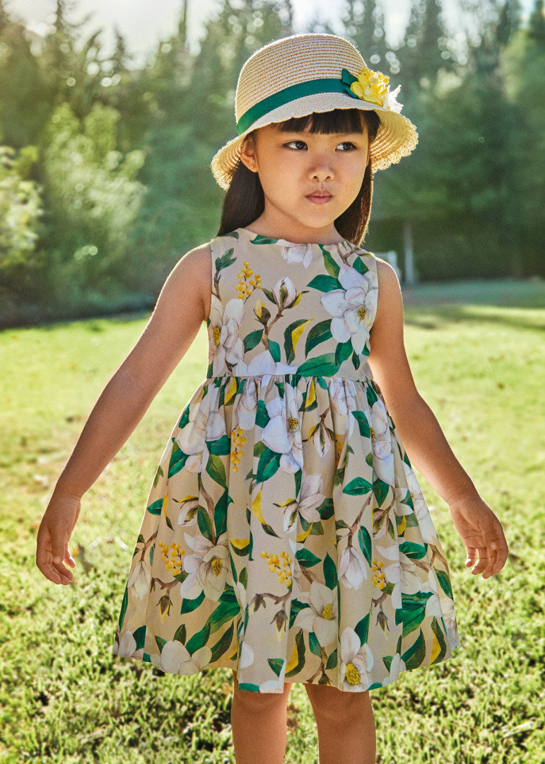 Vestido estampado de algodón para niña MAYORAL Ref. 23/3917/79 Beige