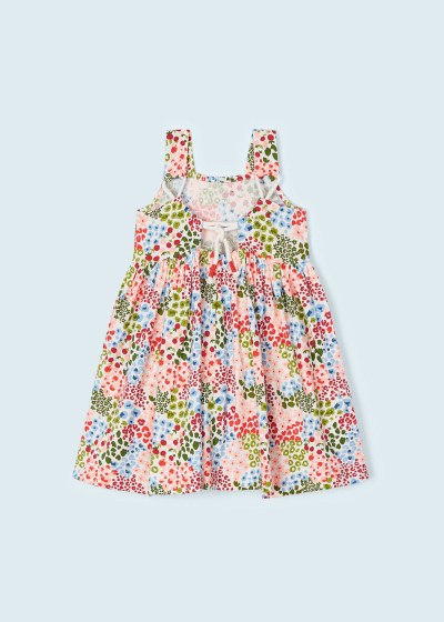 Vestido estampado de algodón sostenible para niña Sku 3946 Color Melocoton