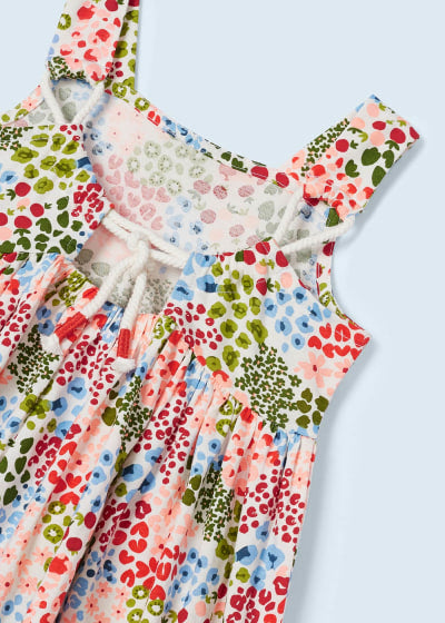 Vestido estampado de algodón sostenible para niña Sku 3946 Color Melocoton