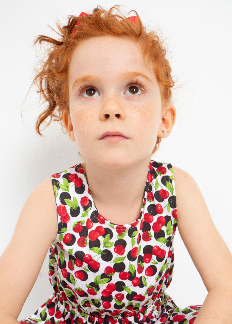 Vestido estampado de algodón sostenible para niña Art. 23-03943-027 Rojo