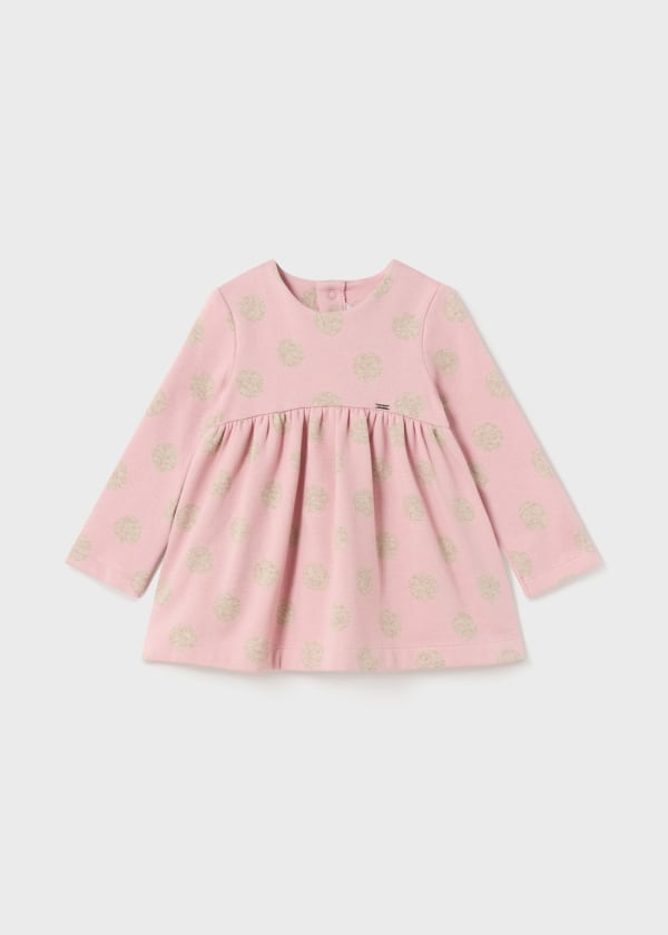 Vestido estampado jacquard bebé Vestido estampado jacquard bebé Ref. 13-02988-058 Rosado