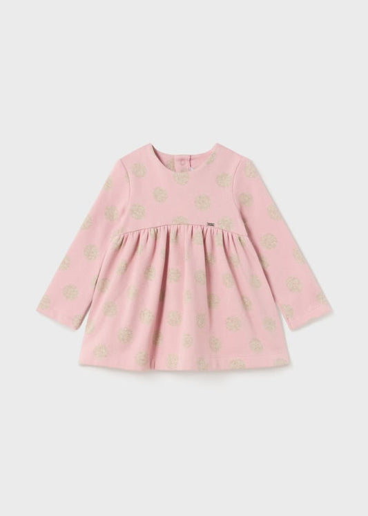 Vestido estampado jacquard bebé Vestido estampado jacquard bebé Ref. 13-02988-058 Rosado