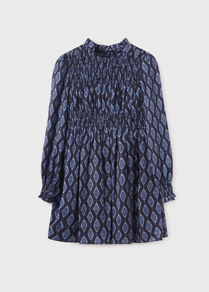 Vestido estampado punto smock chica MAYORAL  Ref. 13-07955-091 Noche
