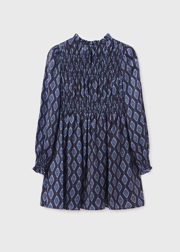 Vestido estampado punto smock chica MAYORAL  Ref. 13-07955-091 Noche