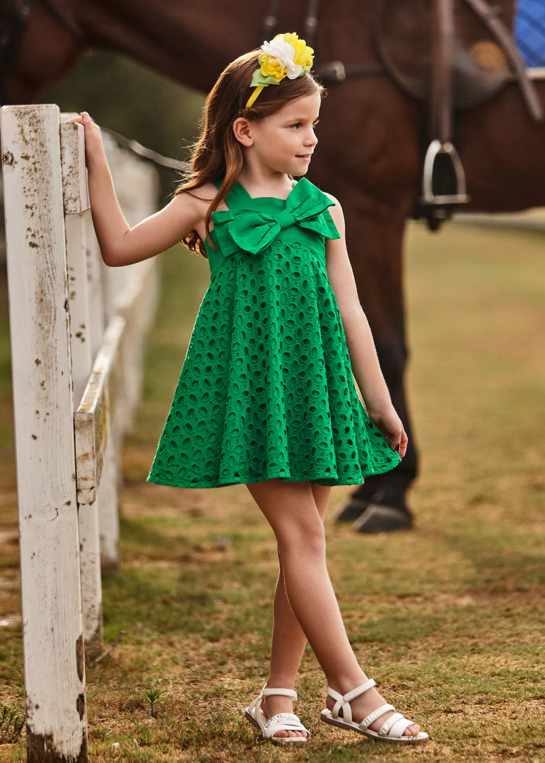 Vestido perforado de algodón para niña MAYORAL Ref. 23/3916/42 Esmeralda