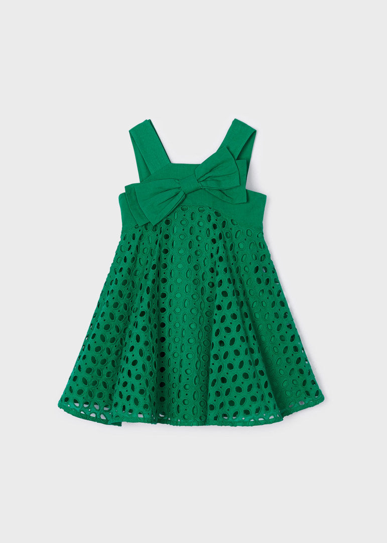 Vestido perforado de algodón para niña MAYORAL Ref. 23/3916/42 Esmeralda