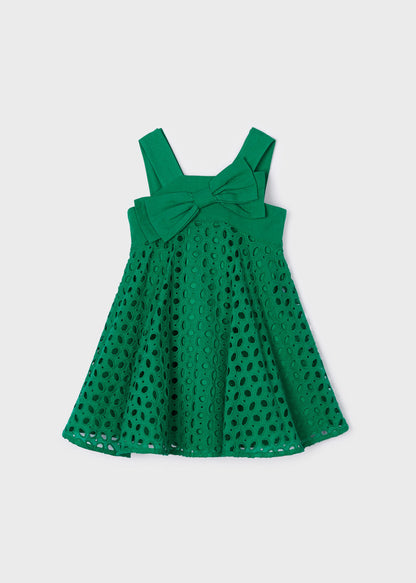 Vestido perforado de algodón para niña MAYORAL Ref. 23/3916/42 Esmeralda
