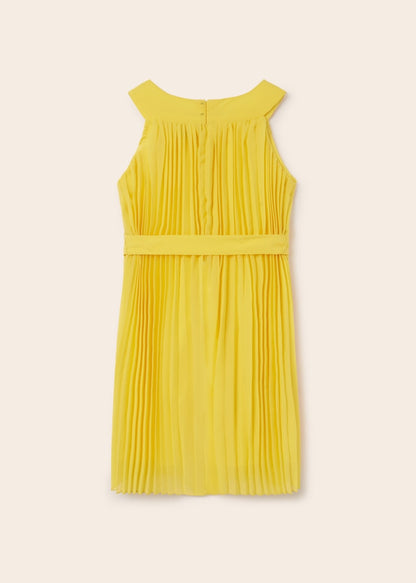 Vestido plisado con cinturón de moño para chica MAYORAL Ref. 23/6915/27 Mimosa