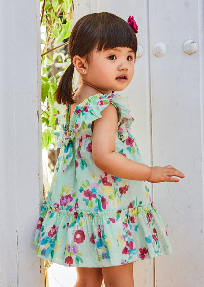 Vestido plumeti estampado de algodón para bebé Art. 23-01961-025 Agua