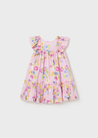 Vestido plumeti estampado de algodón para bebé Art. 23-01961-026 Color Rosa