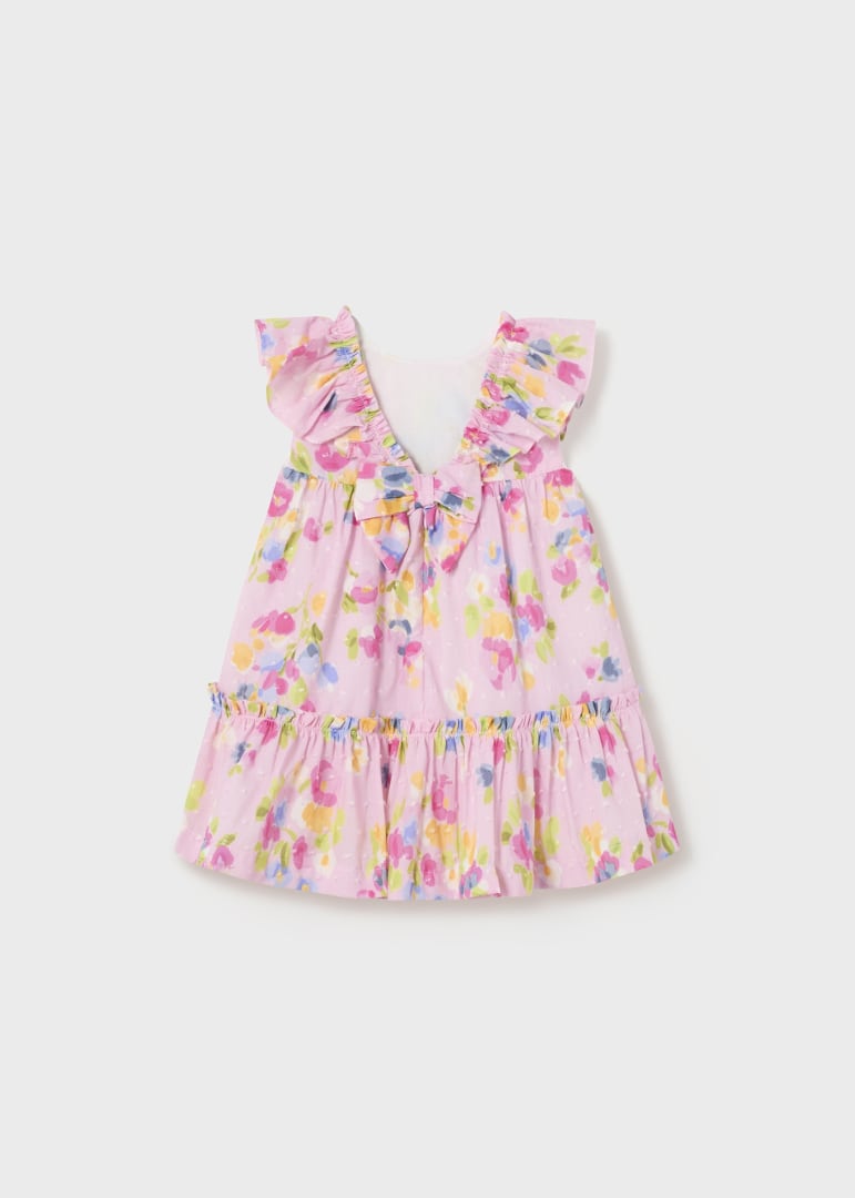 Vestido plumeti estampado de algodón para bebé Art. 23-01961-026 Color Rosa
