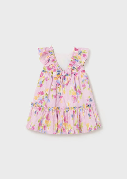 Vestido plumeti estampado de algodón para bebé Art. 23-01961-026 Color Rosa