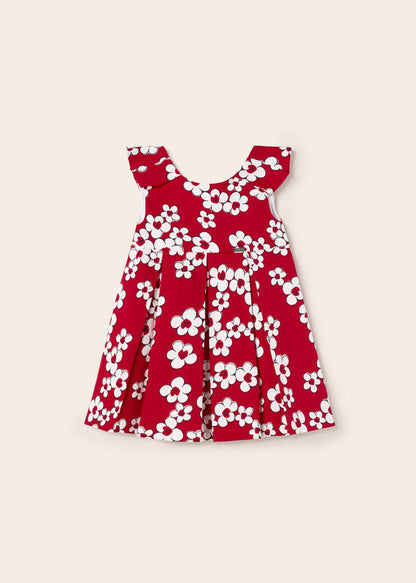 Vestido satinado con estampado floral de algodón para bebé Art. 23-01957-080 Rojo