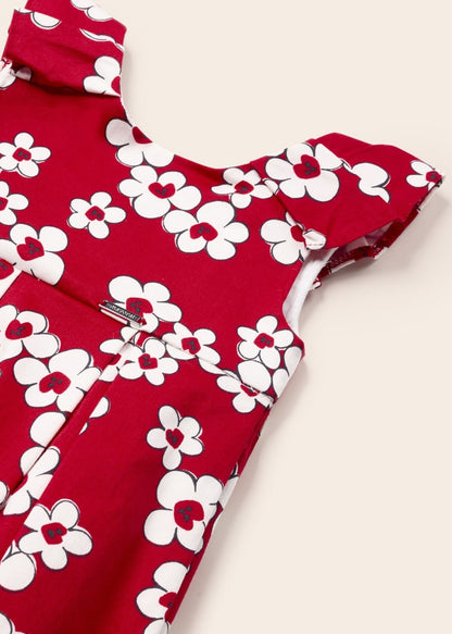 Vestido satinado con estampado floral de algodón para bebé Art. 23-01957-080 Rojo