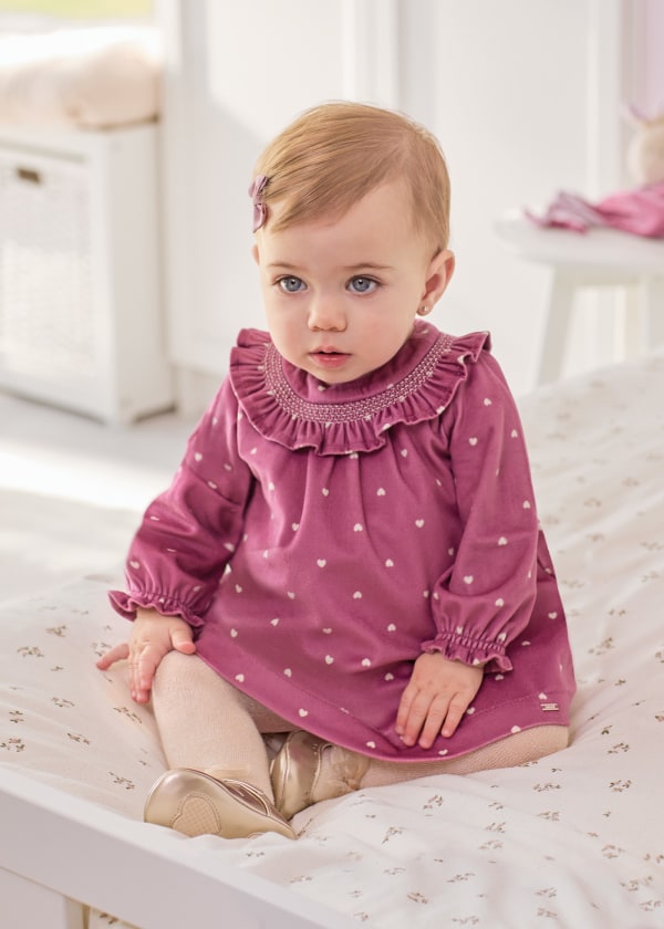 Vestido terciopelo para bebé MAYORAL Ref. 13/2840/36 Berenjena