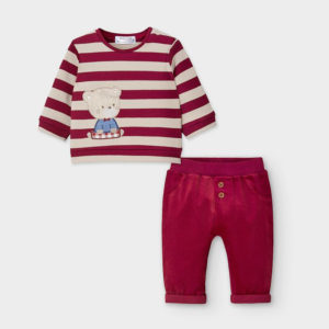 Set 2 Piezas Conjunto pantalon M/L y camisa M/L para recién nacido MAYORAL Ref. 10/2561/3 Granate
