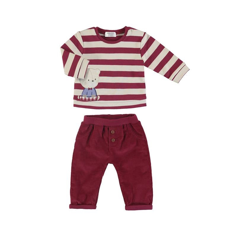 Set 2 Piezas Conjunto pantalon M/L y camisa M/L para recién nacido MAYORAL Ref. 10/2561/3 Granate