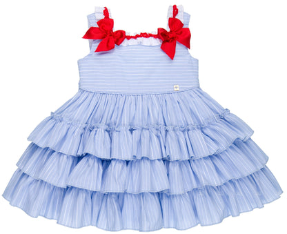 Vestido niña algodón volantes Sku 25/2263/V Color Rayas Azules