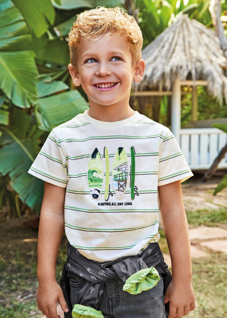 Playera con motivos bordados de algodón sostenible para niño Art. 23-03017-010 Apio