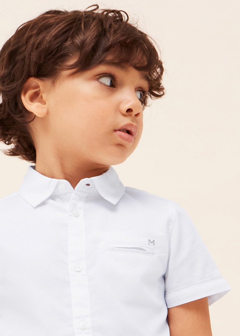 Camisa de manga corta con algodón sostenible para niño BLANCO SKU 3159