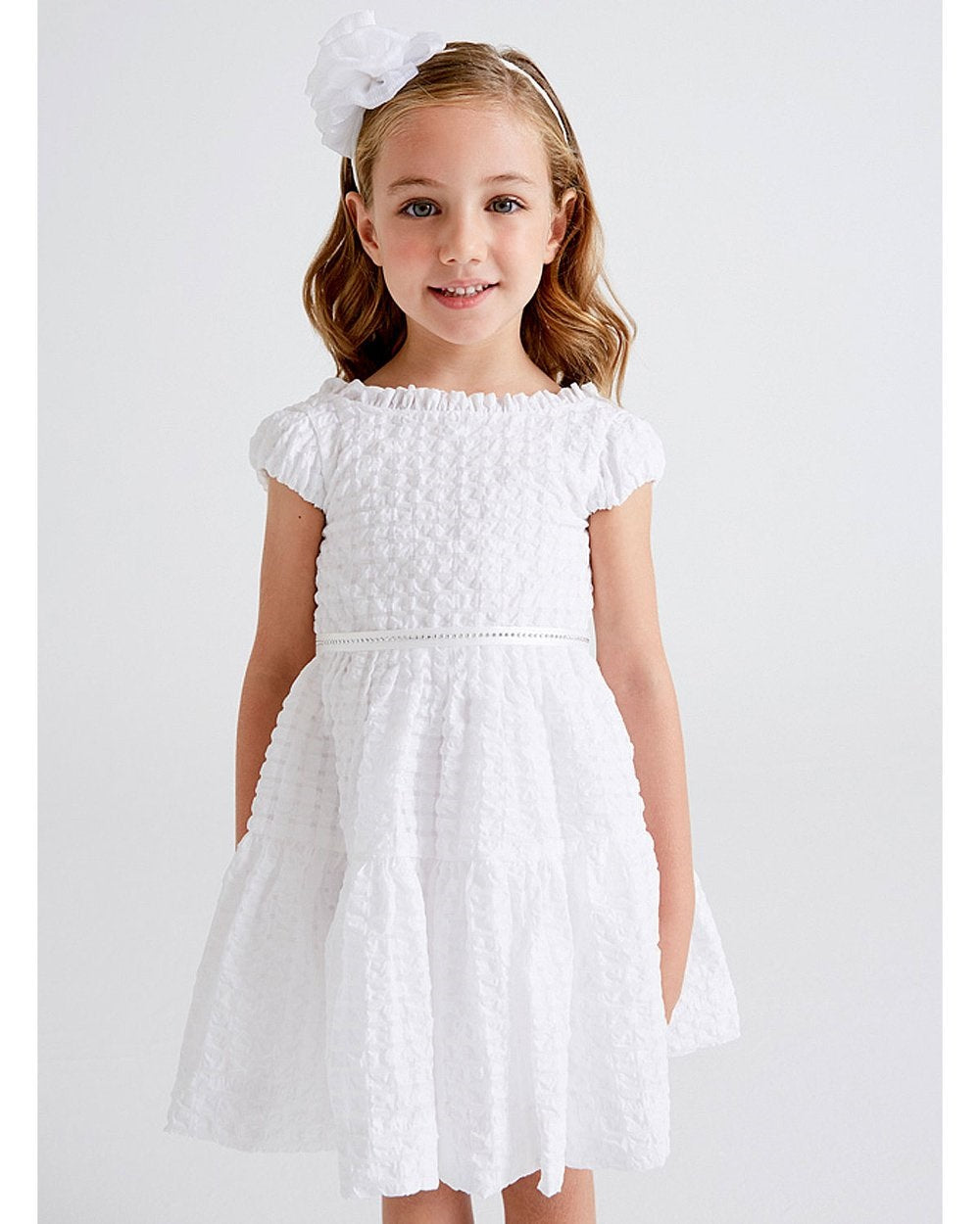 Vestido Blanco para niña MAYORAL 3909-Blanco