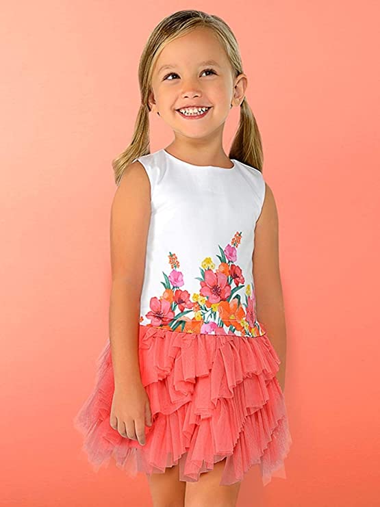 Vestido de Gasa para niña MAYORAL Ref. 3927 Coral