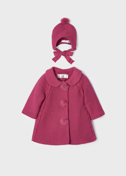Abrigo de tricot con gorro para recién nacido Unisex MAYORAL Ref. 12/2497/ Camelia