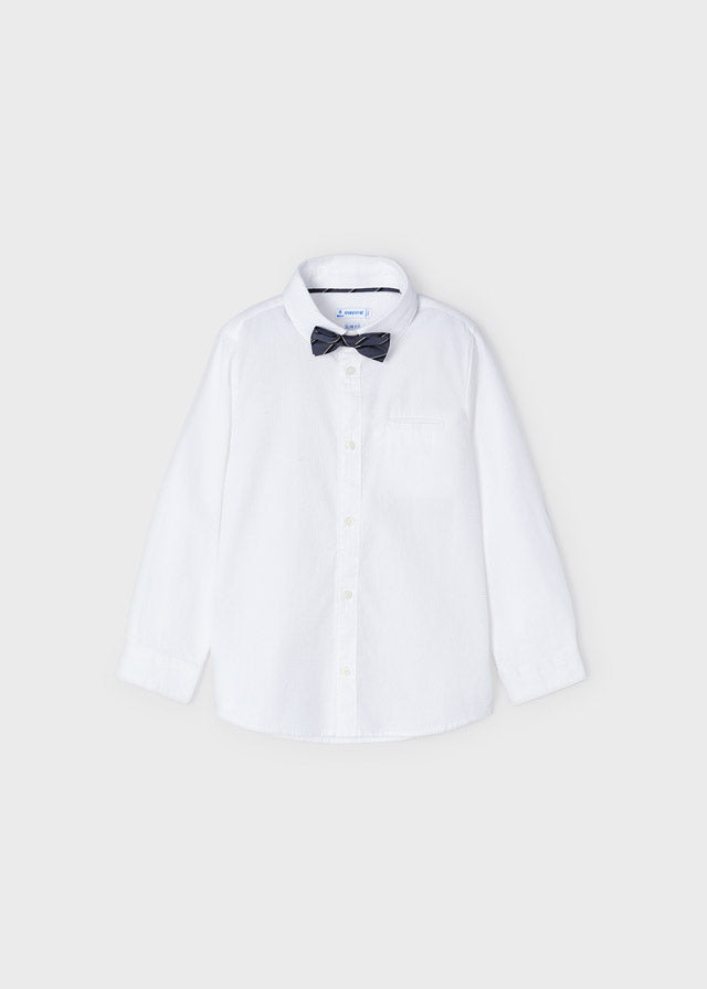 Camisa manga larga con corbatín para niño ECOFRIENDS Blanco SKU-4184