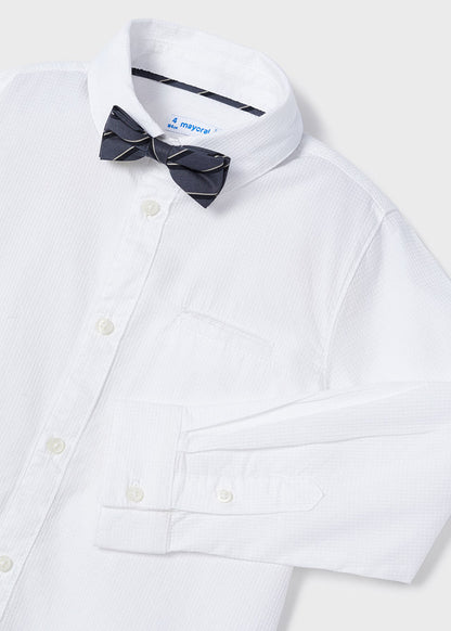 Camisa manga larga con corbatín para niño ECOFRIENDS Blanco SKU-4184