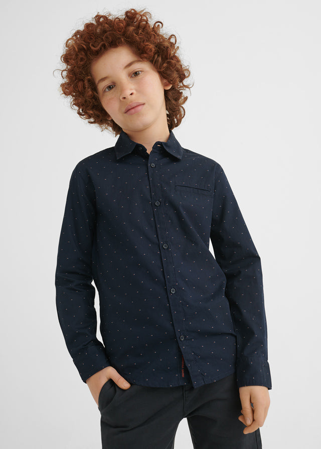 Camisa manga larga con microestampado para chico MAYORAL ECOFRIENDS Ref. 7167/66 Dark Navy