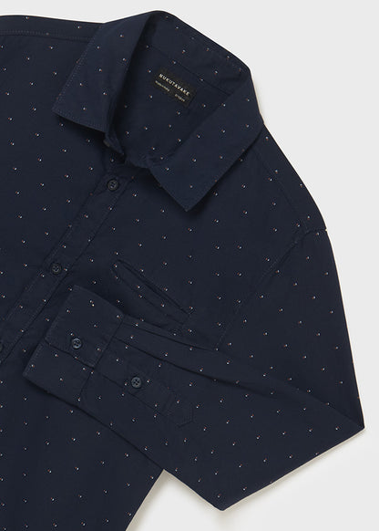 Camisa manga larga con microestampado para chico MAYORAL ECOFRIENDS Ref. 7167/66 Dark Navy