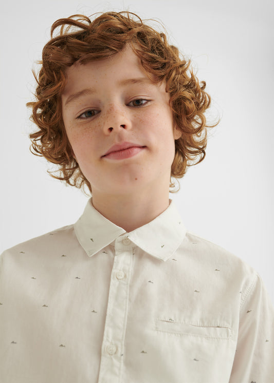 Camisa manga larga con microestampado para chico MAYORAL ECOFRIENDS Ref. 7167/67 Blanco
