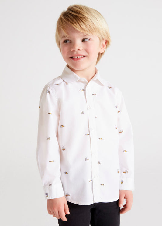 Camisa manga larga estampada para niño Sku 4186 Color Blanco