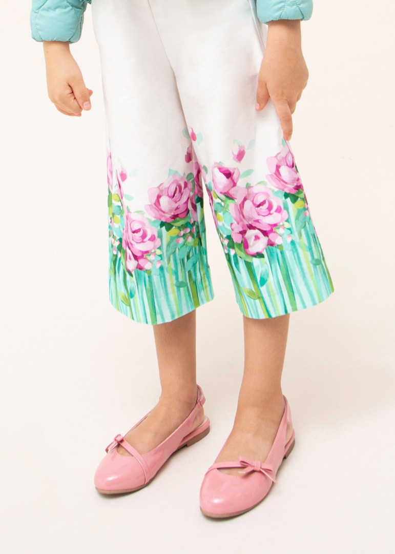 Conjunto 2 piezas con pantalón cropped de algodón para niña Art. 23-03510-Agua