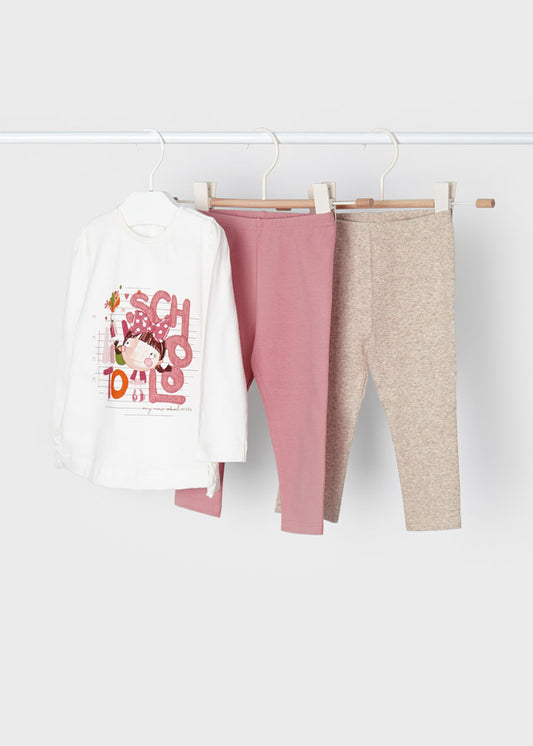 Conjunto 3 piezas con leggings para bebé ECOFRIENDS Rubor SKU-2731