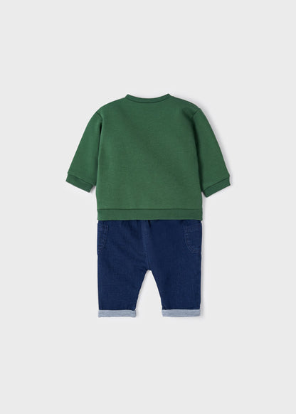 Conjunto pantalón de mezclilla para recién nacido Sku 2524 Color Tortuga