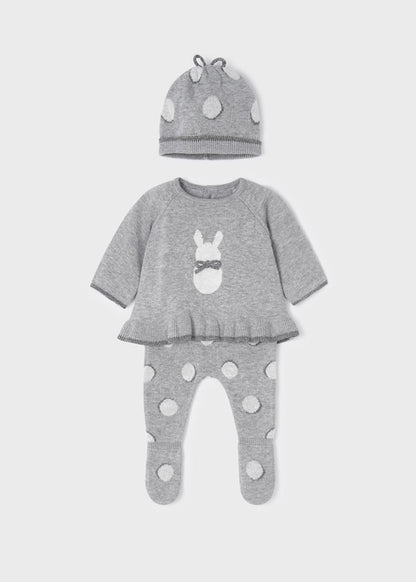 Conjunto pantalón de tricot con gorro recién nacido MAYORAL ECOFRIENDS Ref. 12/2505/39 Fog Vig